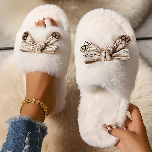 Furry slippers womens online